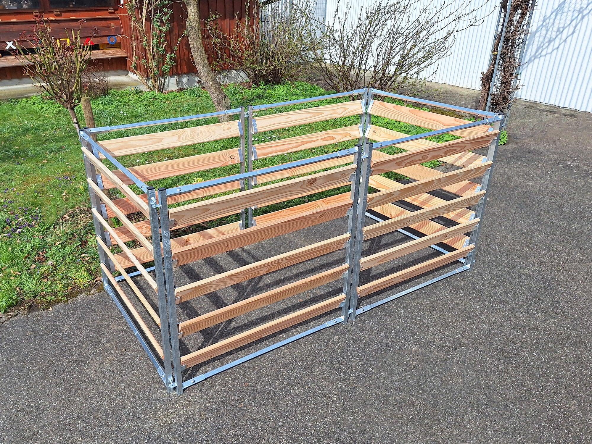 Komposter mit verzinktem Stahlrohren und Douglasien Holzbretter