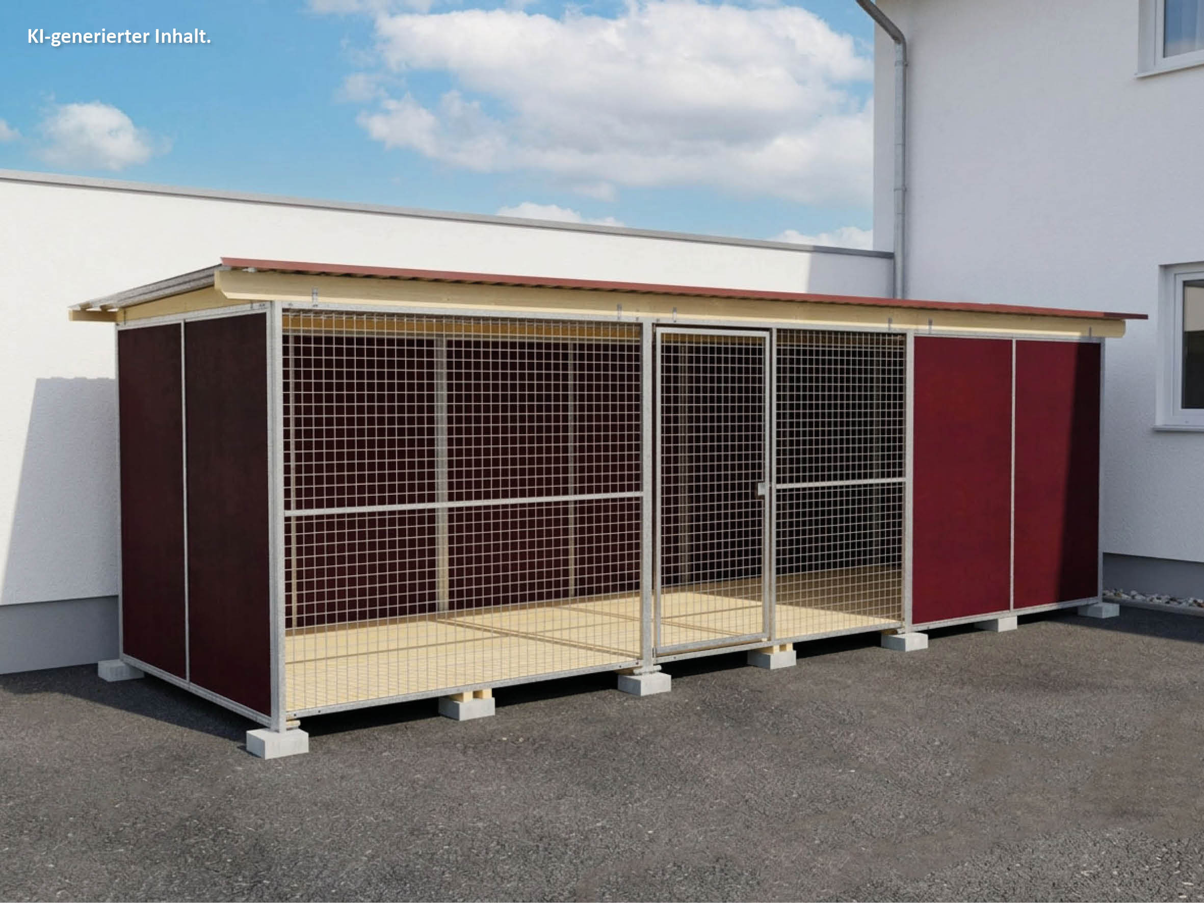 Nato-Hundezwinger 2 x 6 m Schutzecke Gitterfront, Dach und Holzboden