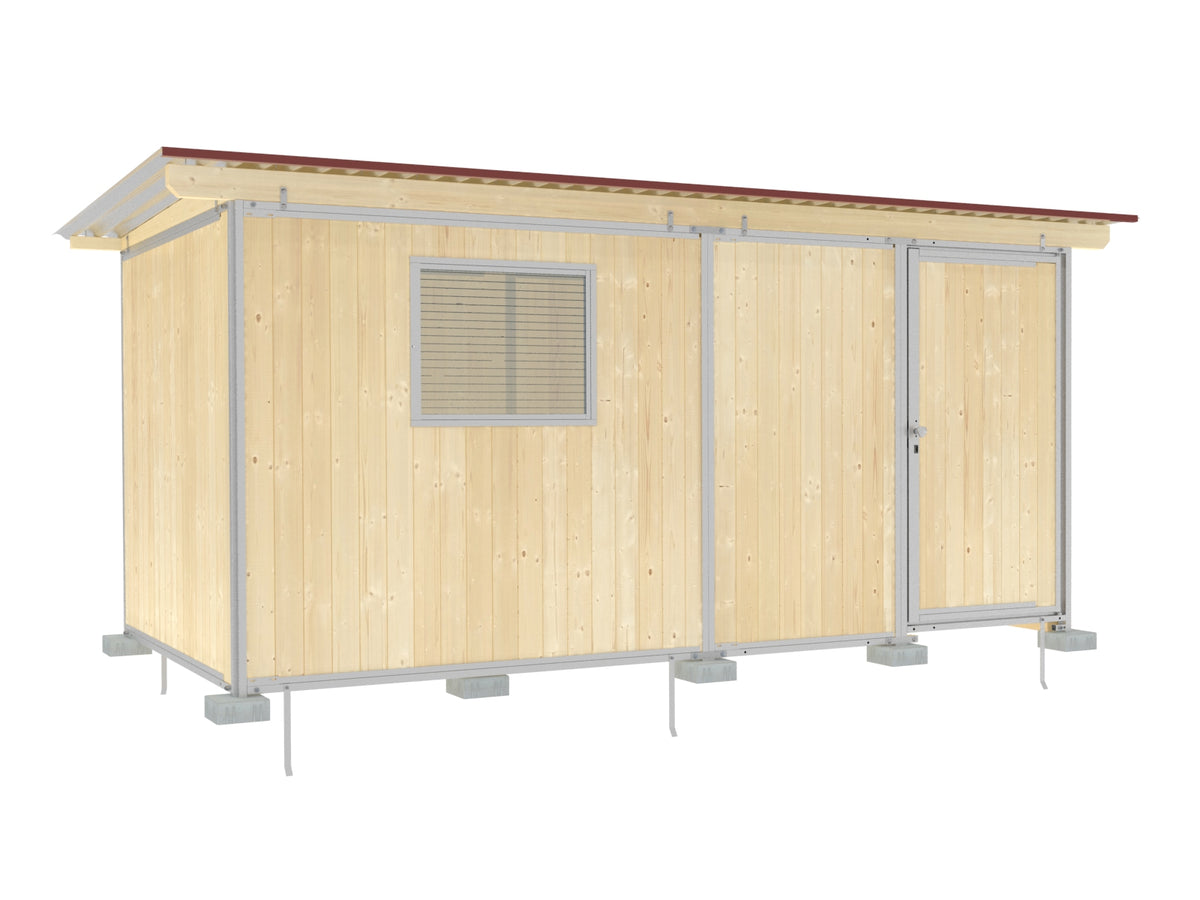 Gerätehaus 2x4 m für den Garten mit Pultdach, Fenster und Holzboden
