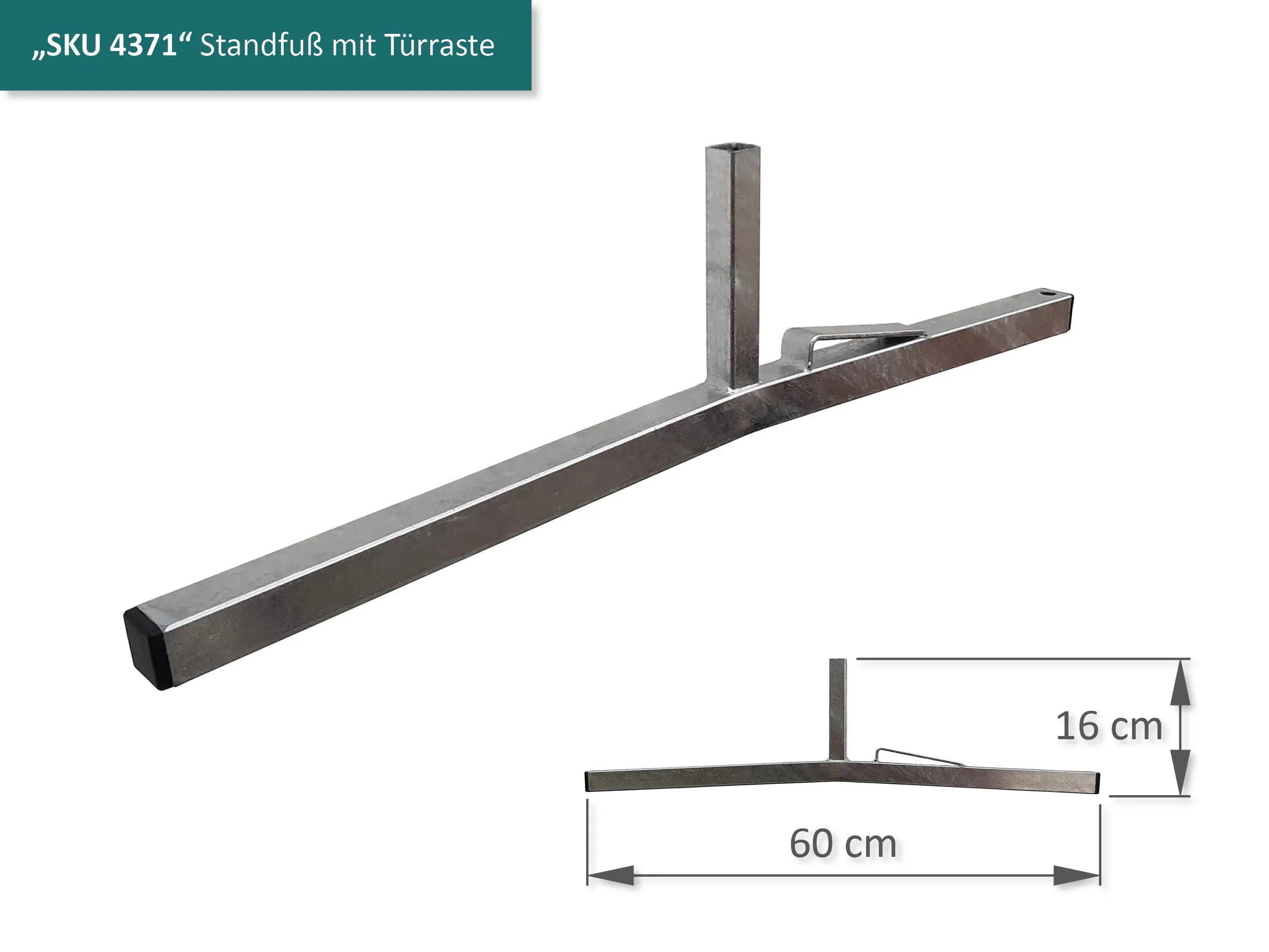 Welpenstandfuß mit Türraste und Gummistopfen