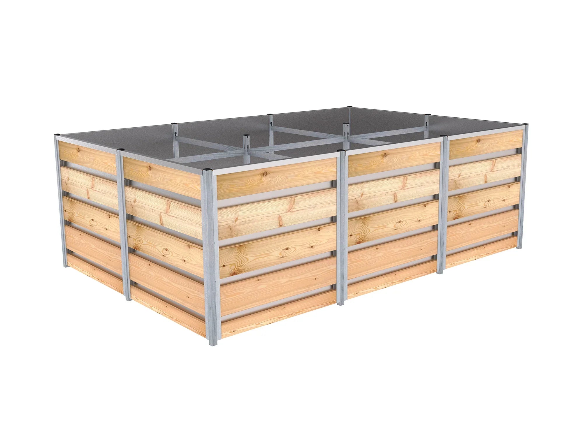 Hochbeet aus Lärchen-Holz in gerader Form mit der Breite 1,66 m und der Länge 2,48 m, die Höhe beträgt 83 cm, Innenverkleidung aus verzinktem Blech