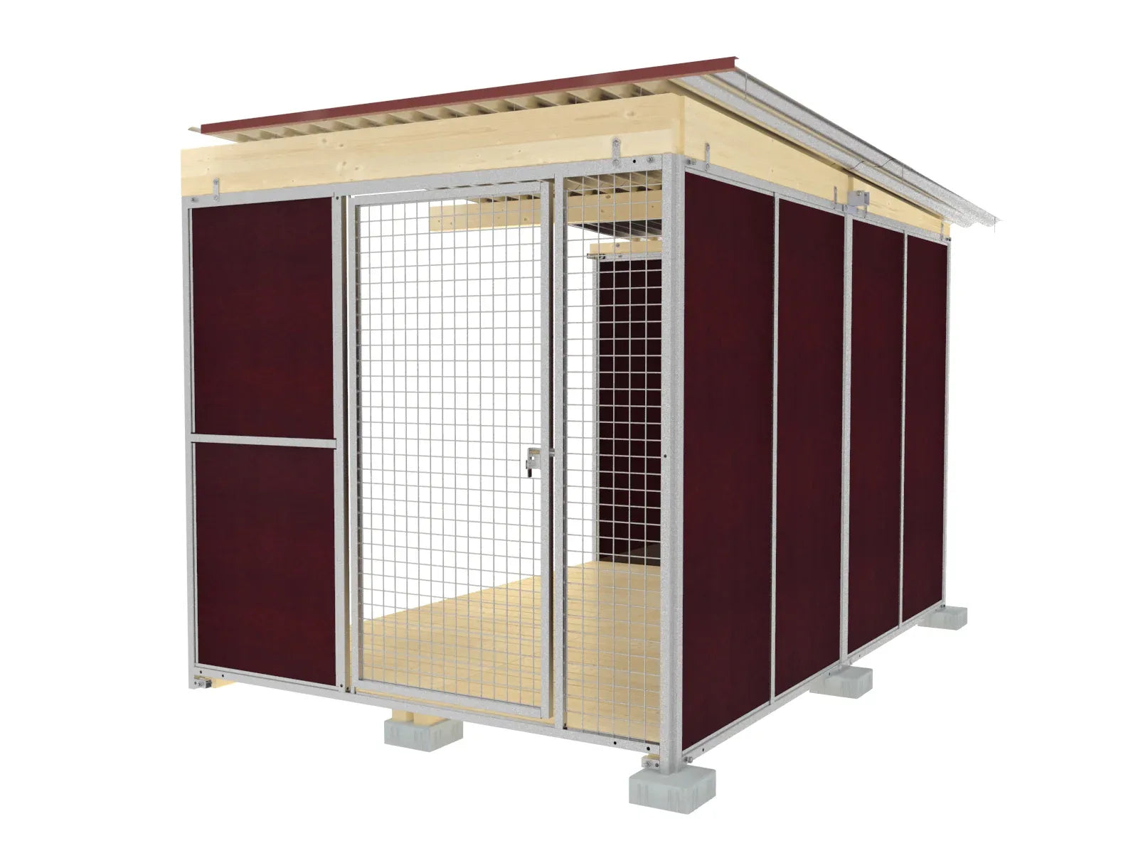Hundezwinger 3,5 seitig geschlossen verzinkte Stahlrahmen und Wellblechtafeln