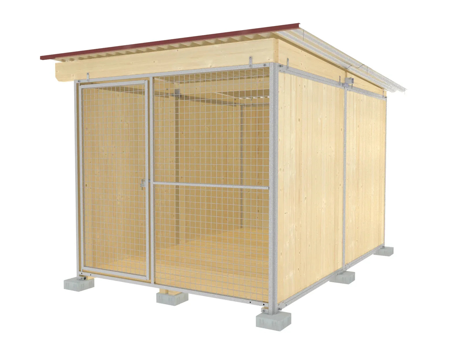 Hundezwinger 3 Meter tief für Reihenanlagen Wände aus Fichtenholz