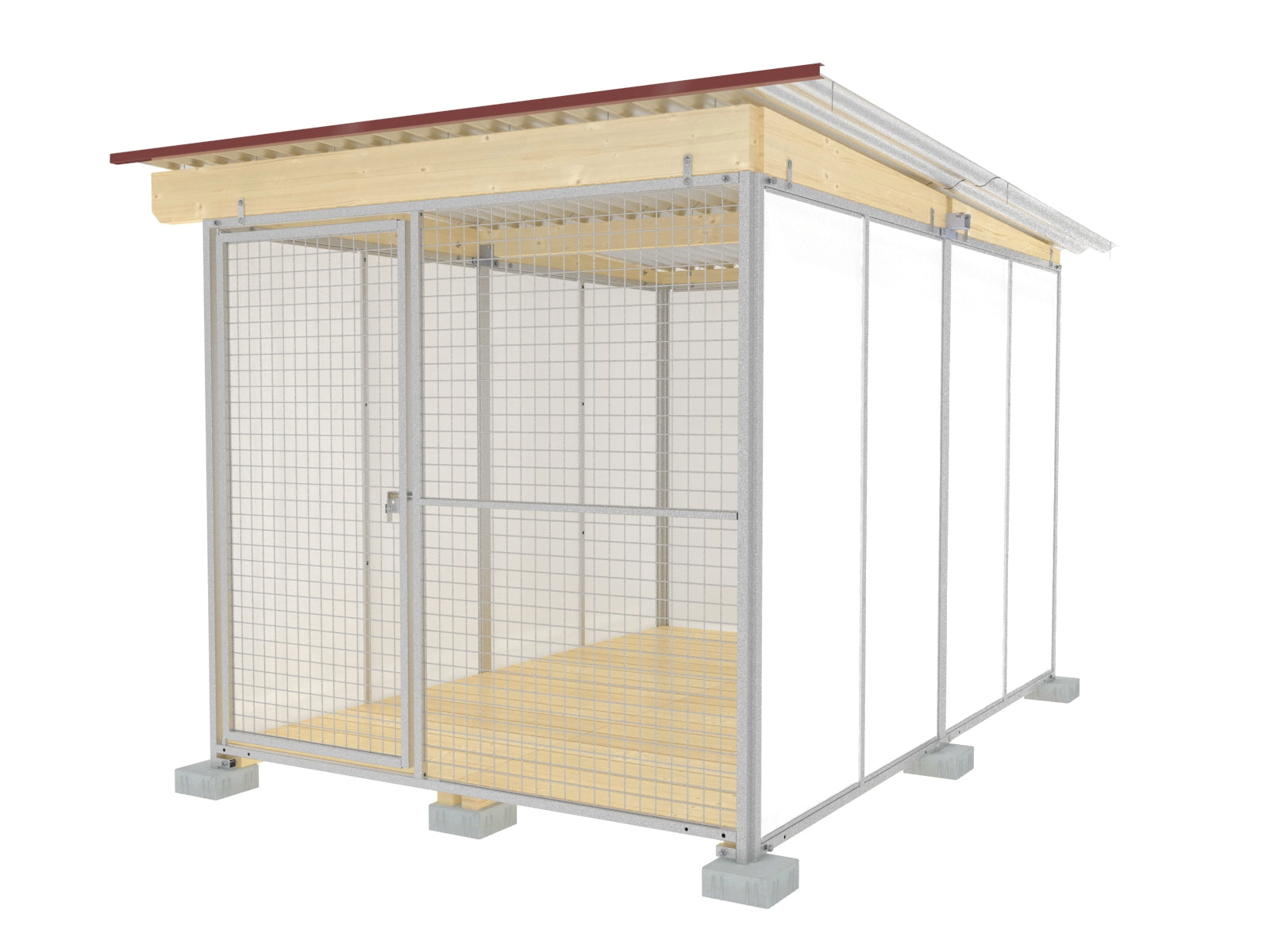 Hundezwinger mit hochwertigen Vollkernkunststoffplatten und Stahlrahmen