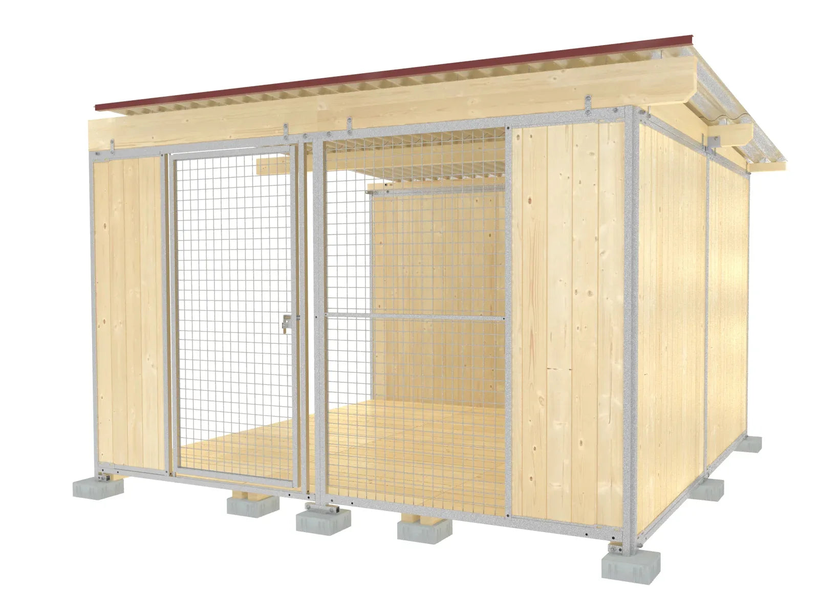 Hundezwinger einseitig offen zum Anbau and eine Wand oder einen bestehenden Zwinger