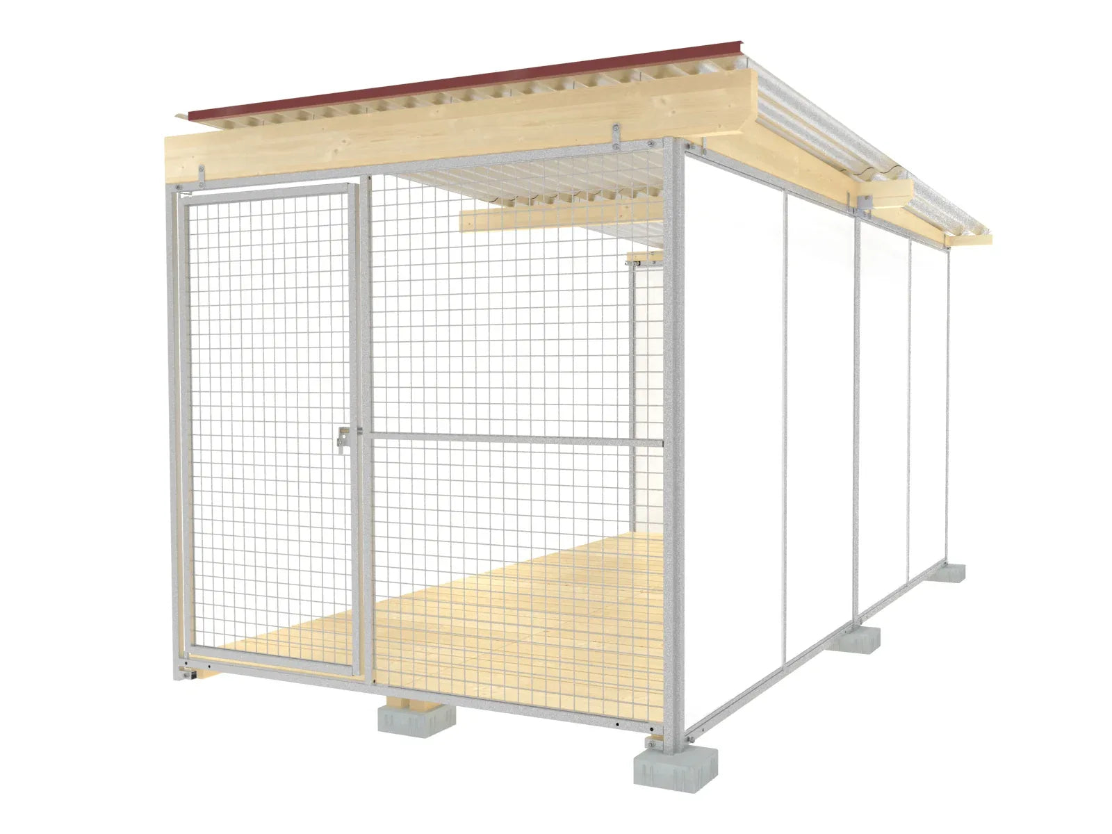 Hundezwinger-Abteil mit Holzböden aus Fichtenbretter