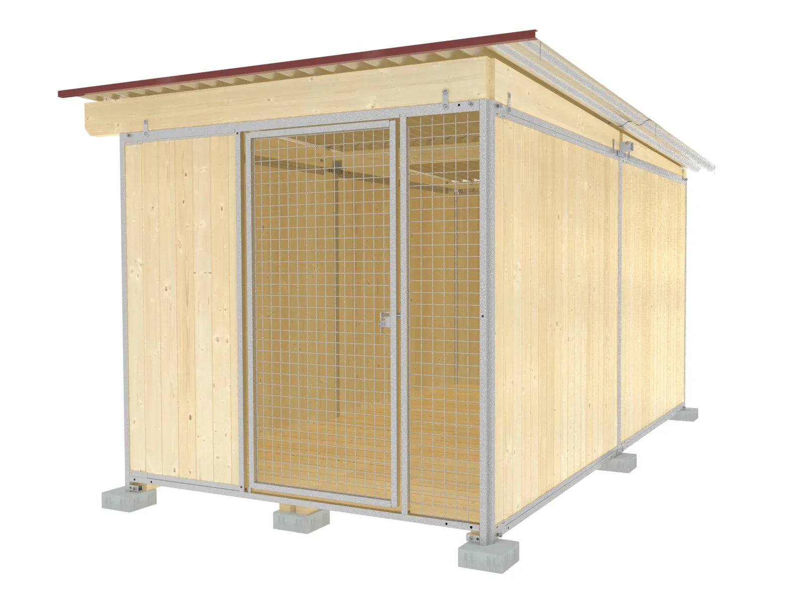 Zwingerabteil 4 Meter tief für Hunde-Zwingeranlagen Wände aus Holz