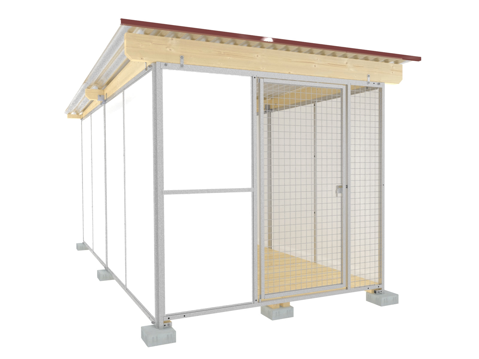 Hundezwinger Tiefbau 4 x 2 m Vollschutz mit Dach und Holzboden