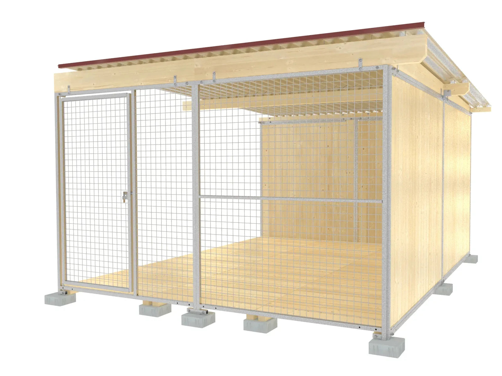 Hundezwingerabteil mit Dach und Boden für die Haltung von mehreren Hunden