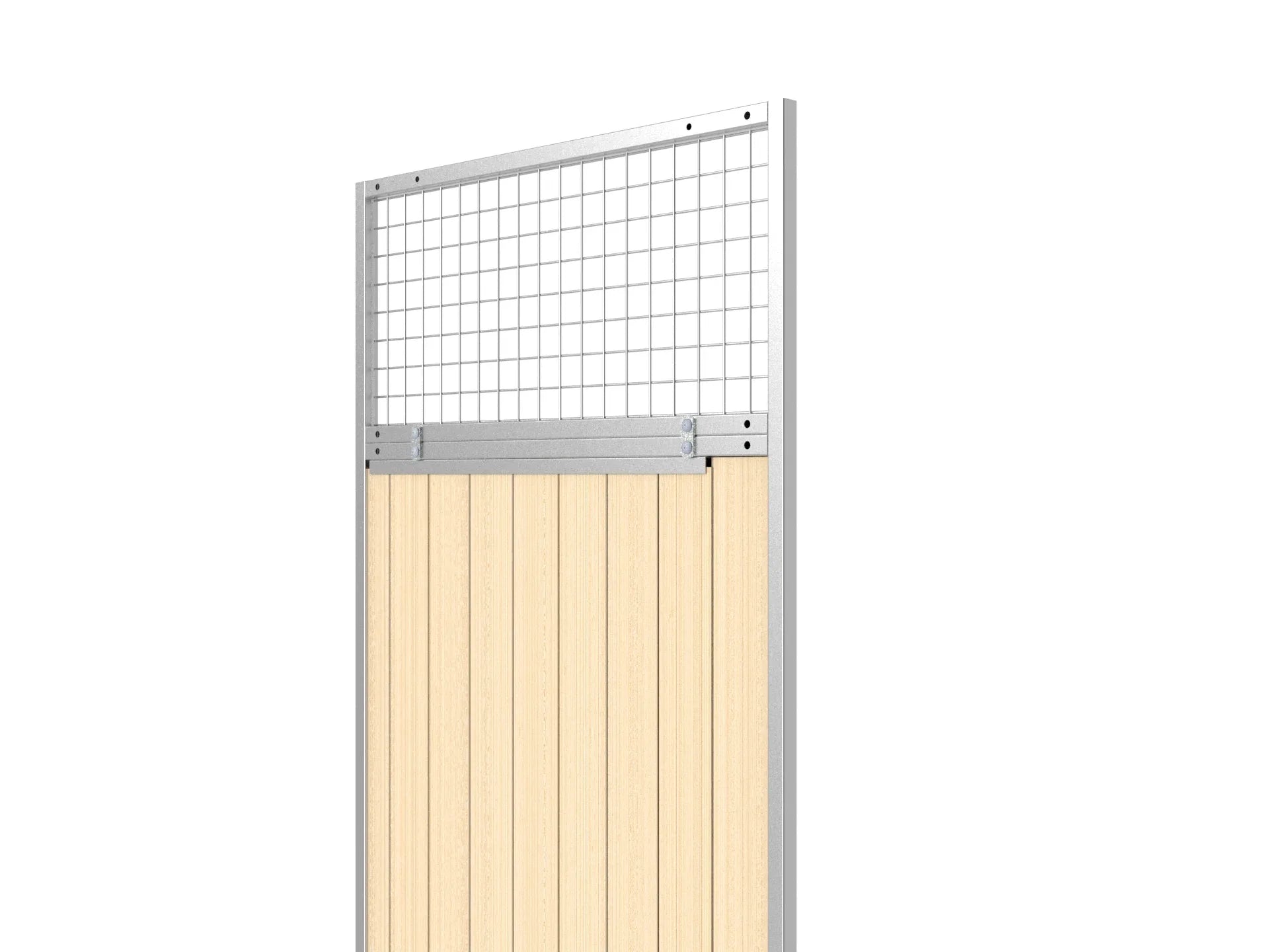 Montierte Elementerhöhung auf einer Hundezwingerwand aus Fichtenholz