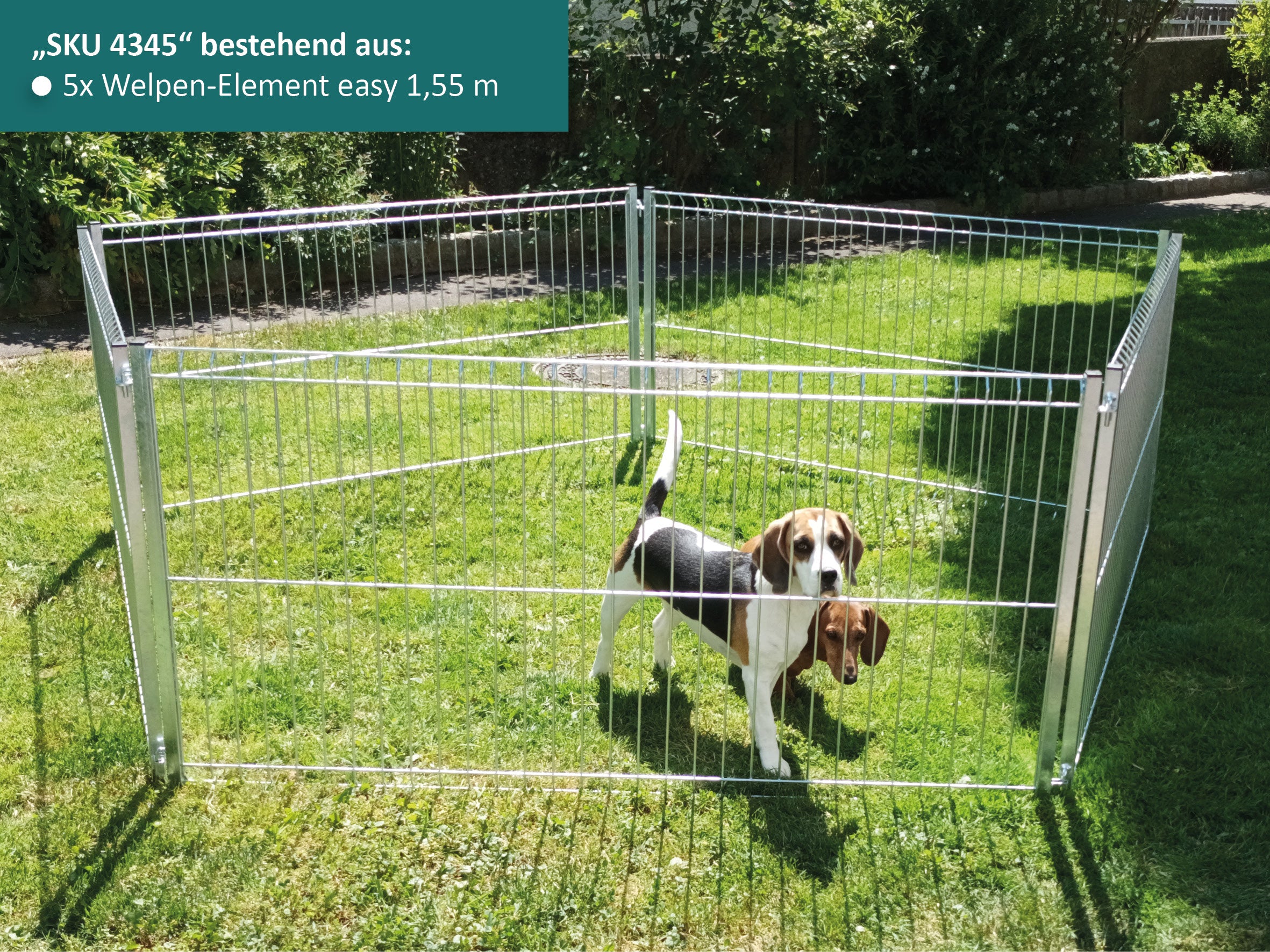 Feuerverzinkter Welpenauslauf aus 5 Welpengittern