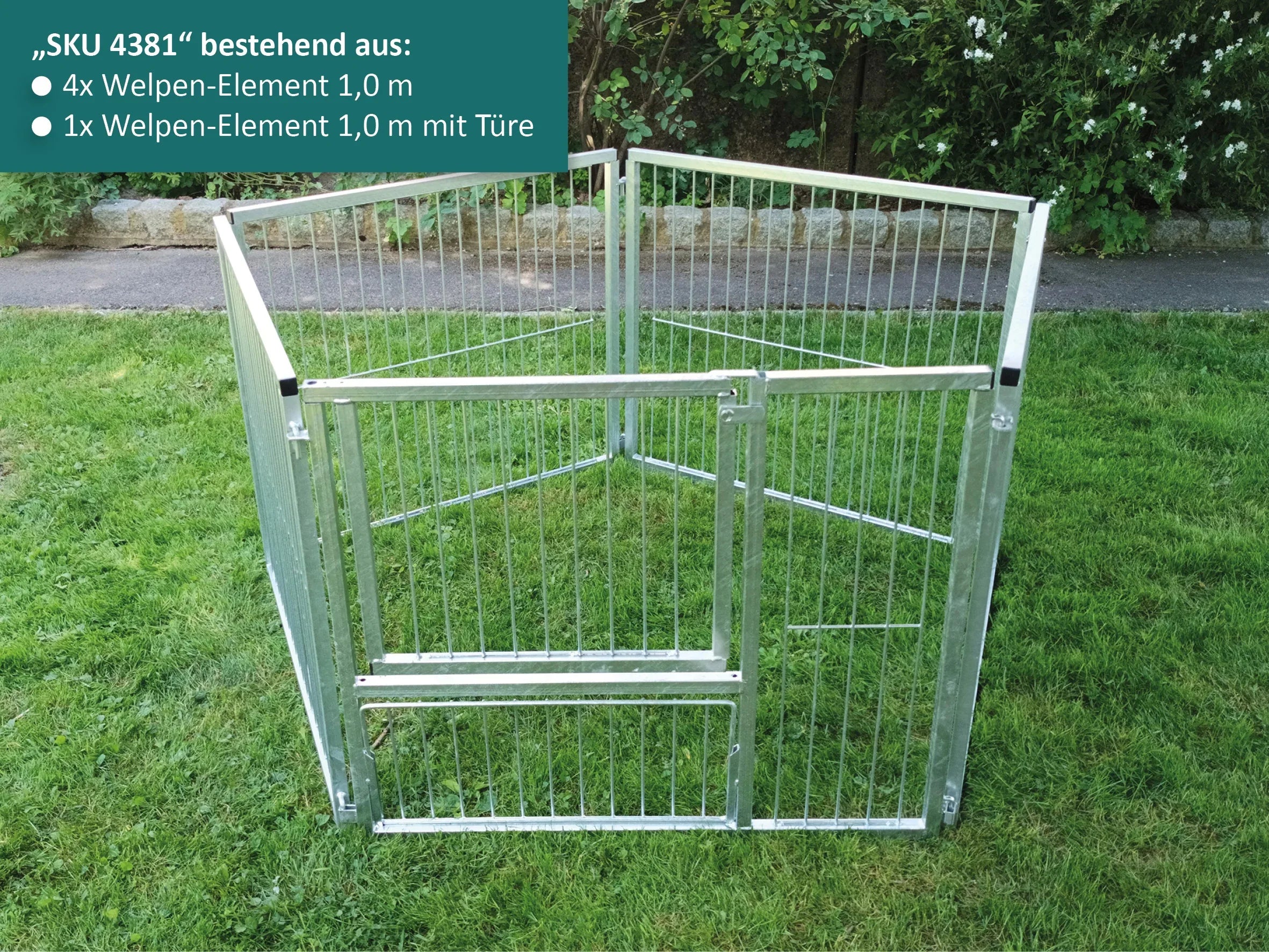 Hundelaufstall mit Türe einfacher und schneller Aufbau durch ein Stecksystem