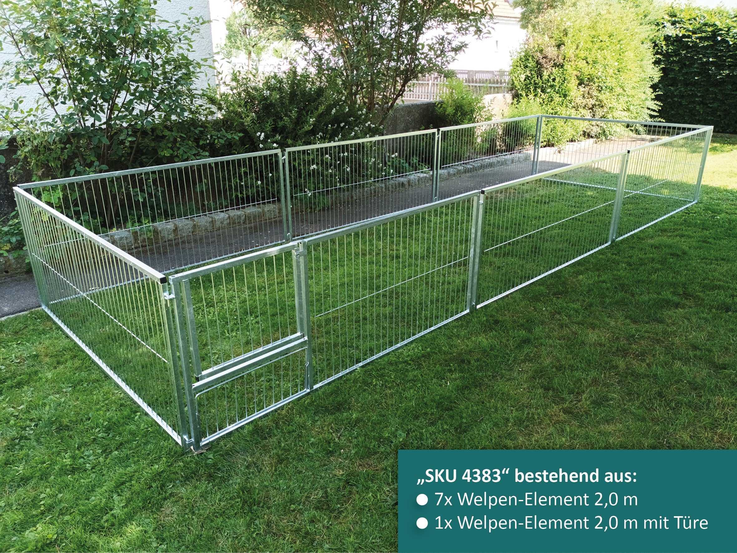 Welpenauslauf 12 Quadratmeter groß aus 2 m langen Elementen