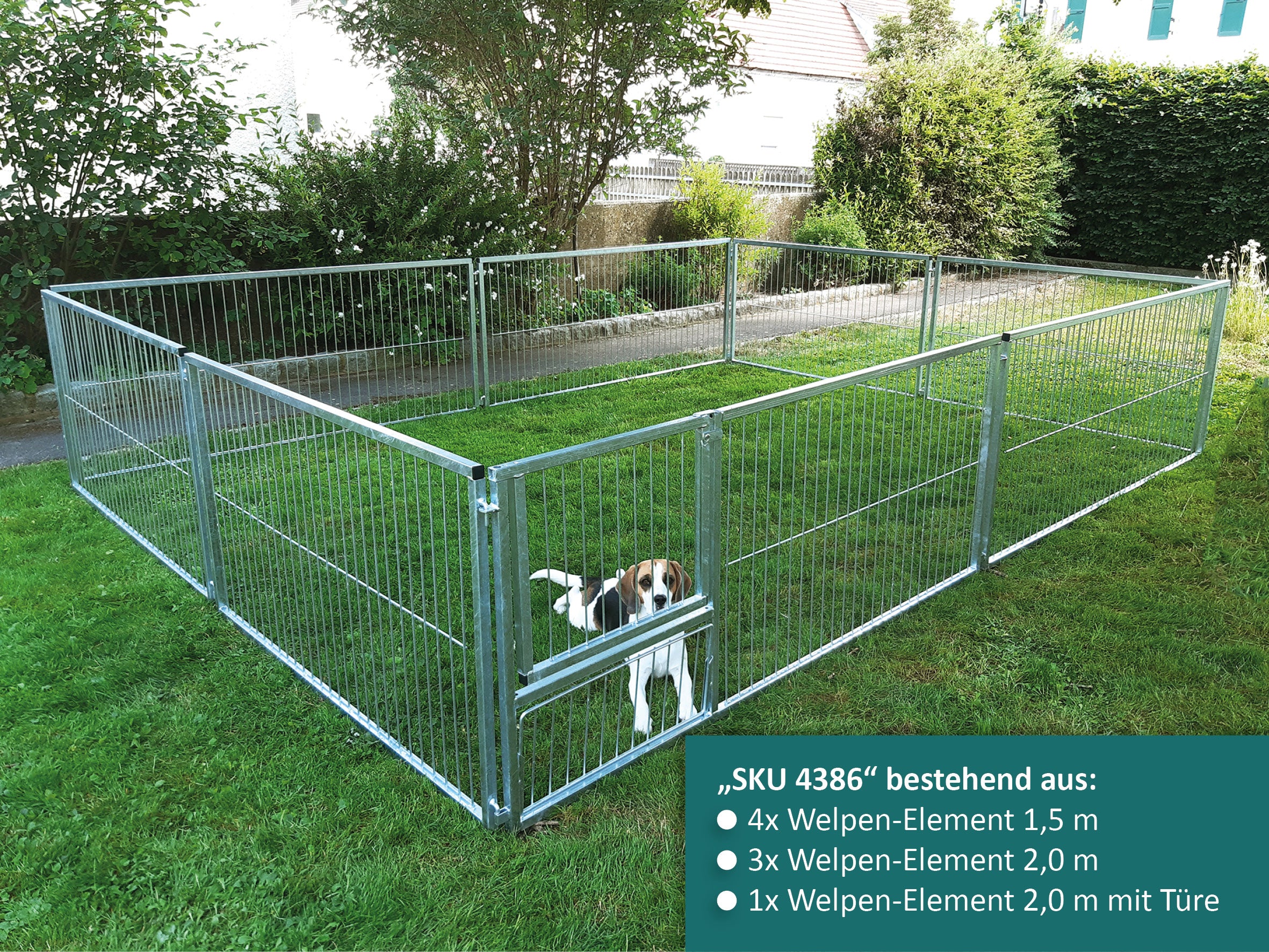 Welpenauslauf mit 16 m² robust und langlebig für den Außenbereich