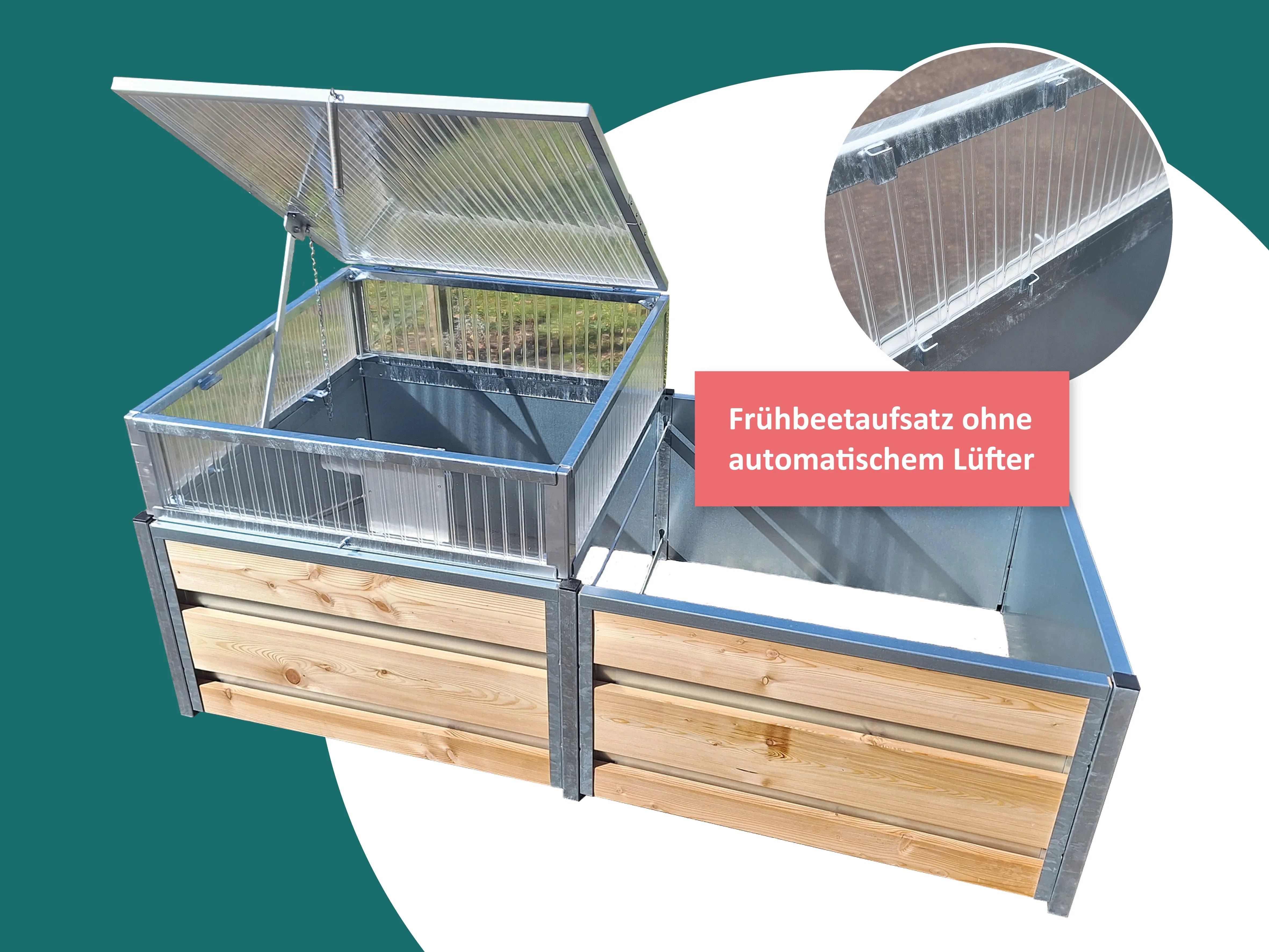 Frühbeetaufsatz aus robusten Doppelstegplatten und Stahlrahmen