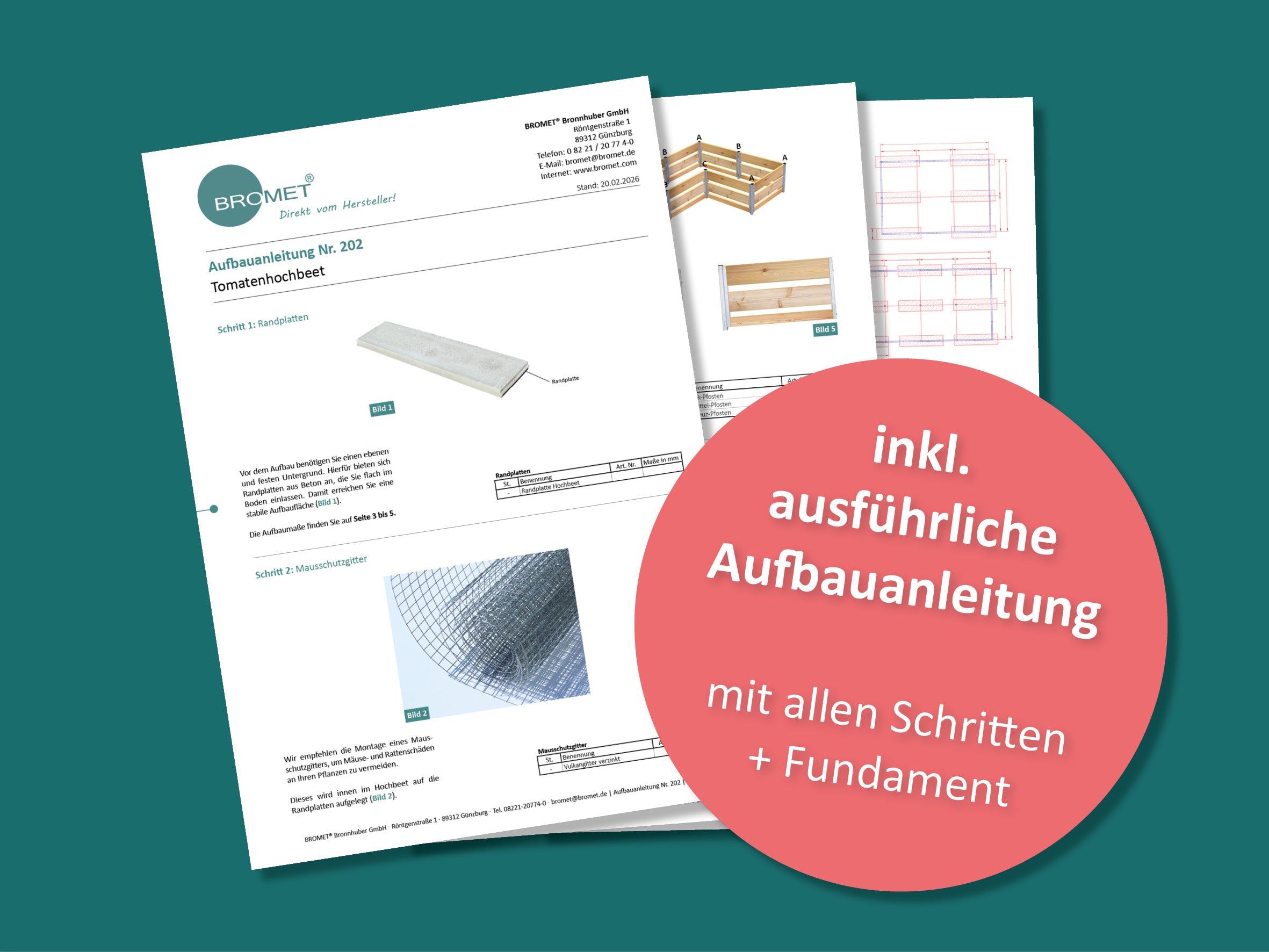 Aufbauanleitung mit allen schritten für Hochbeet-Produkte von BROMET