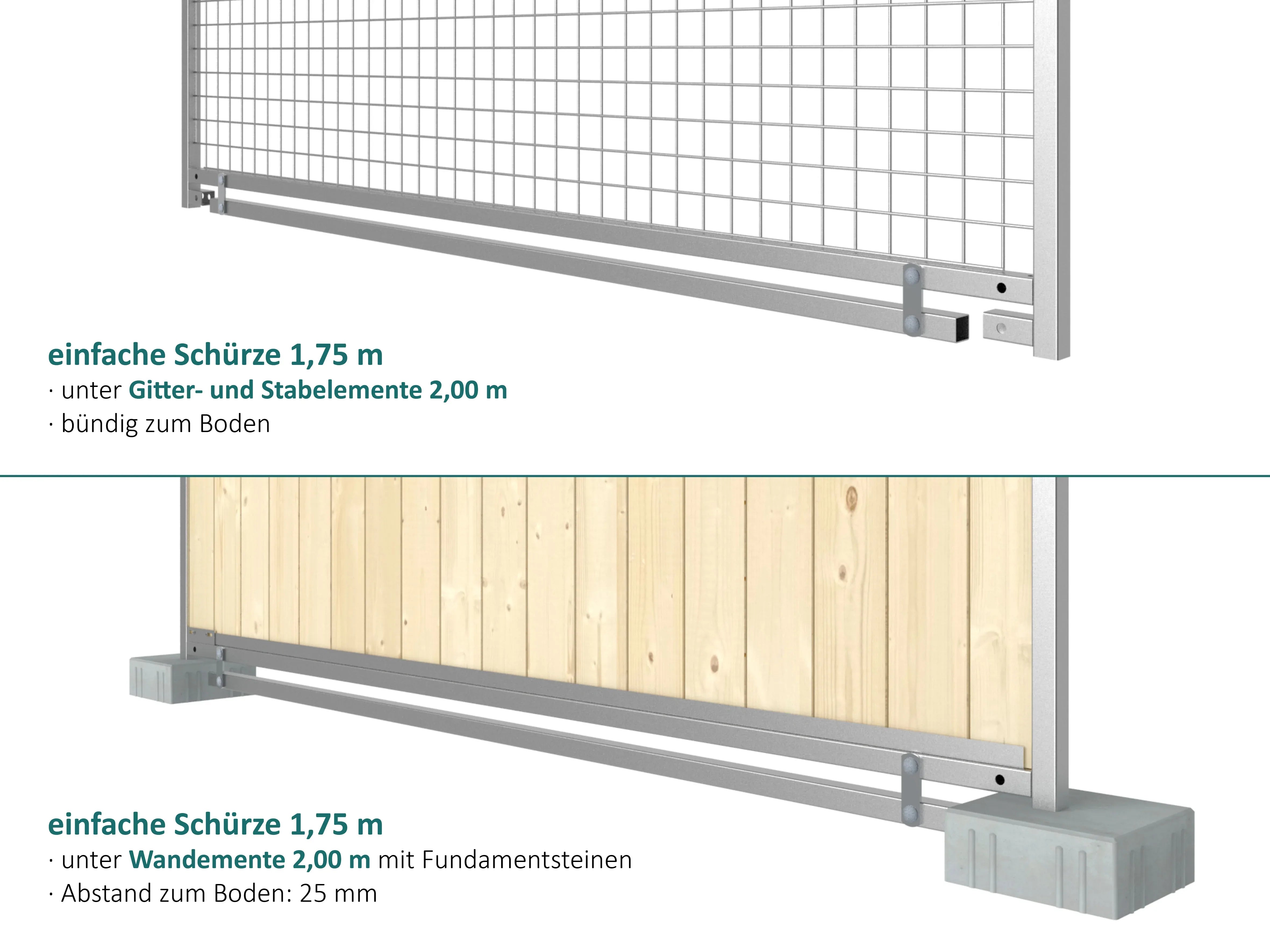 Schürze für den Außenbereich inklusive Verbindungsteile