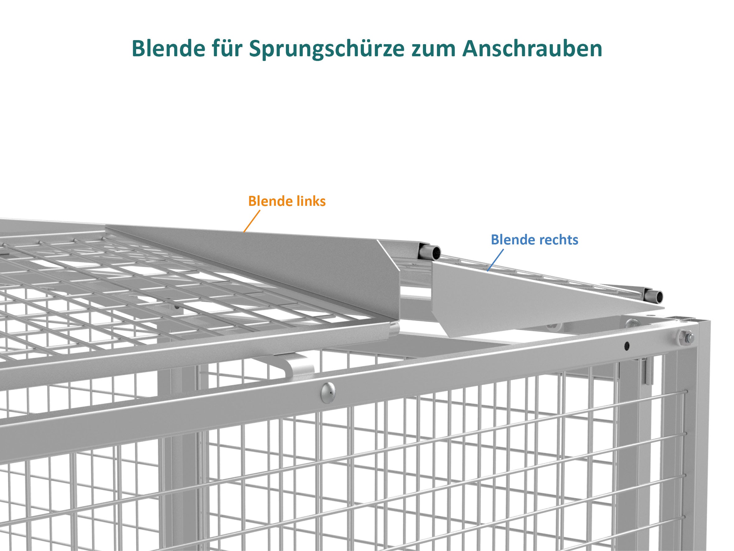 Hundeauslauf mit Sprungschutz aus verzinkten Elementen mit Blenden