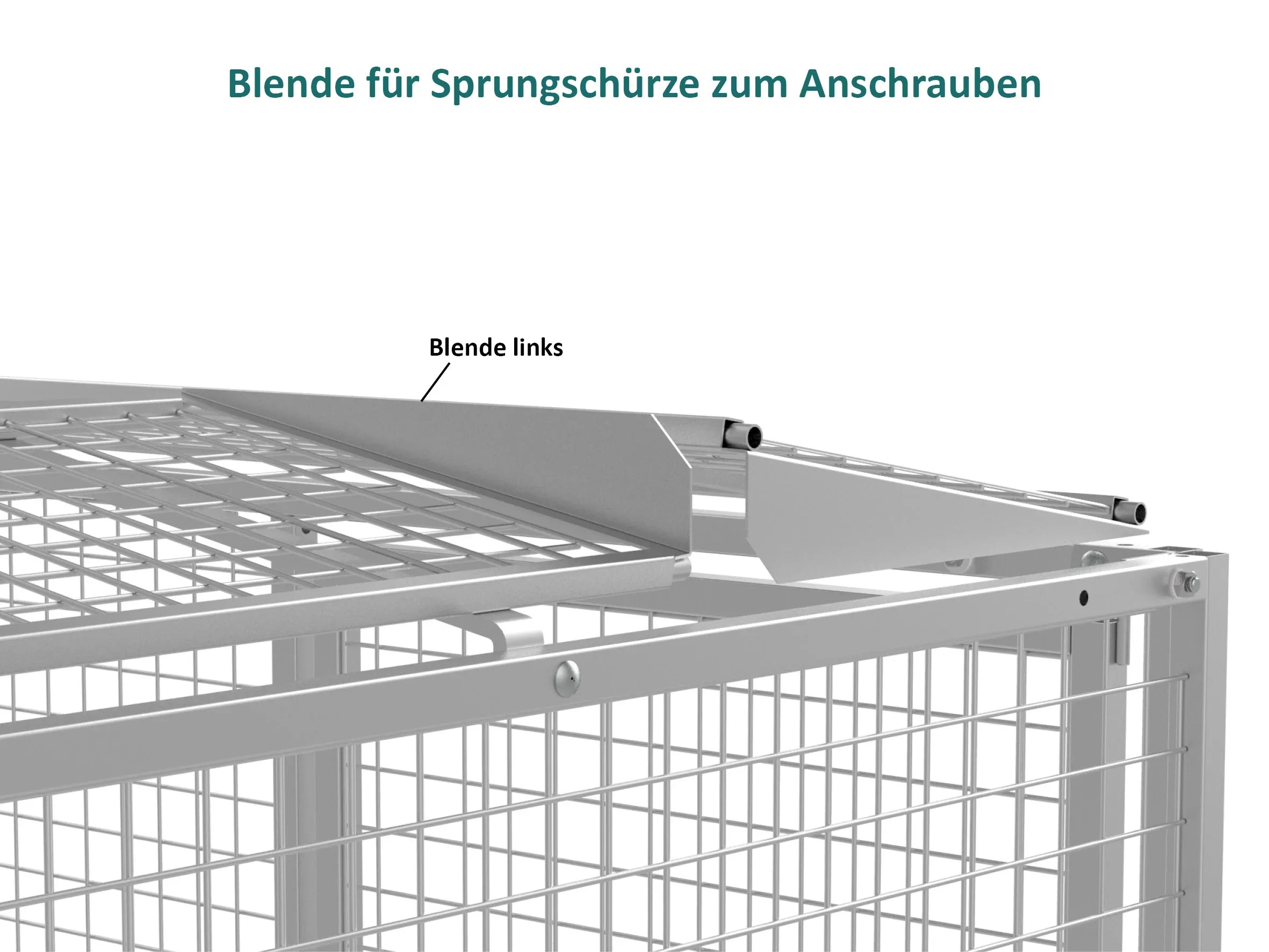 Einzäunung mit Sprungschutz für Hunde, mit Türe und Verschraubungen
