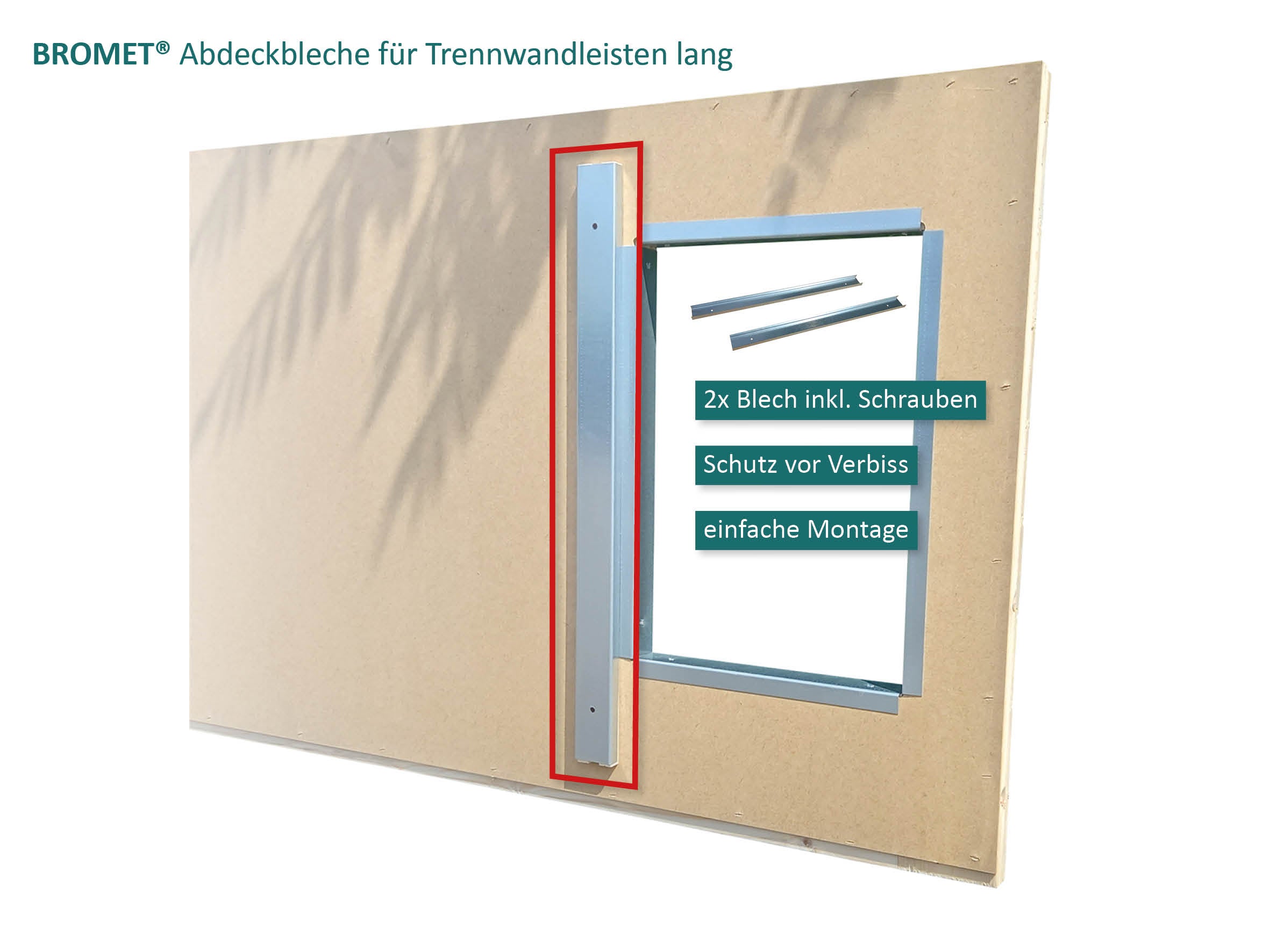 Abdeckblech für Trennwandleiste