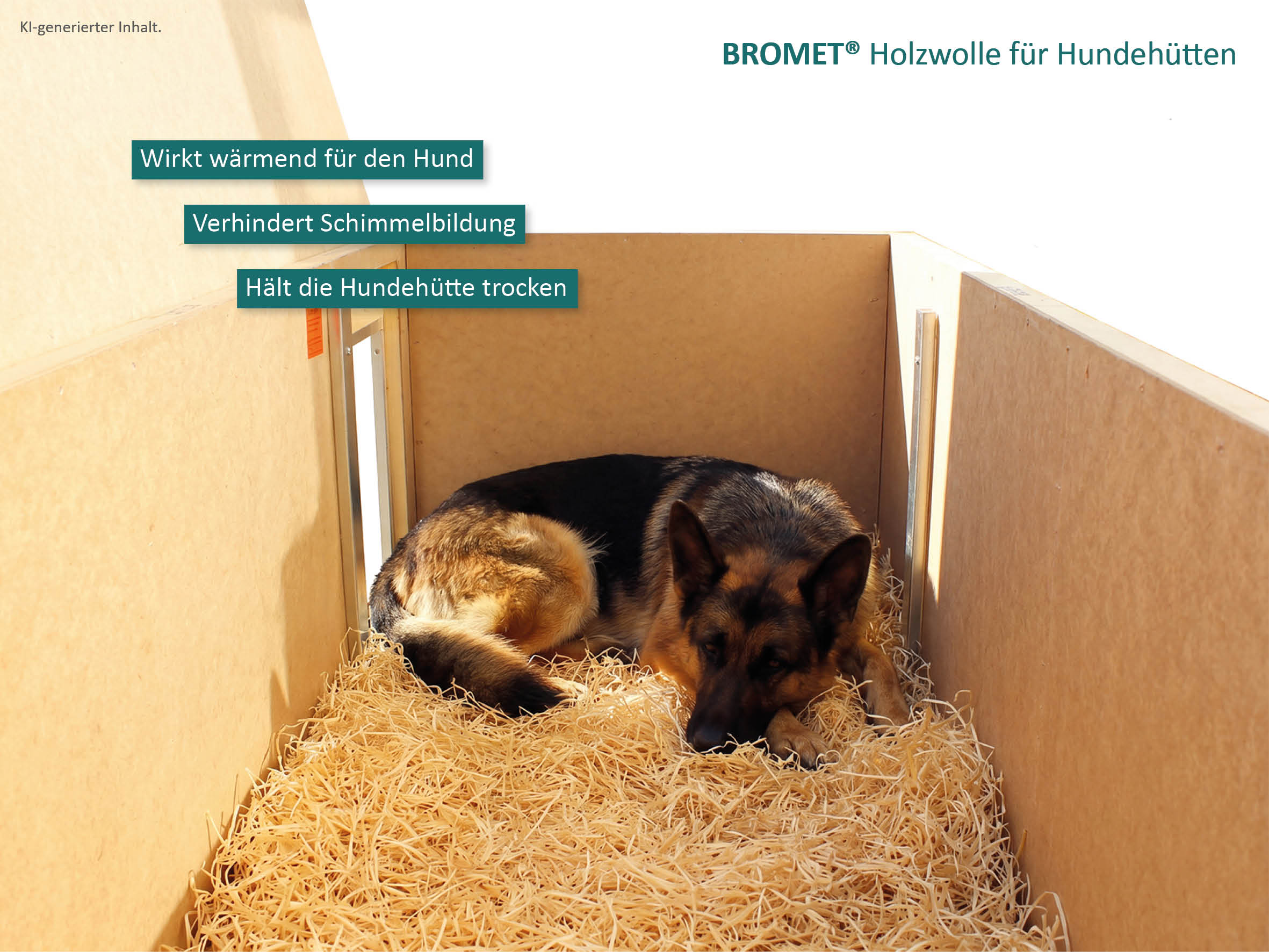 Holzwolle gegen Schimmel und für Wärmespeicherung in Hundehütten.