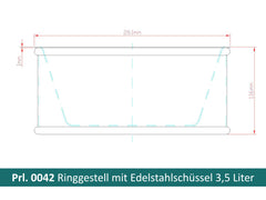 Technische Zeichnung Futternapf eingesetzt in Ringgestell 