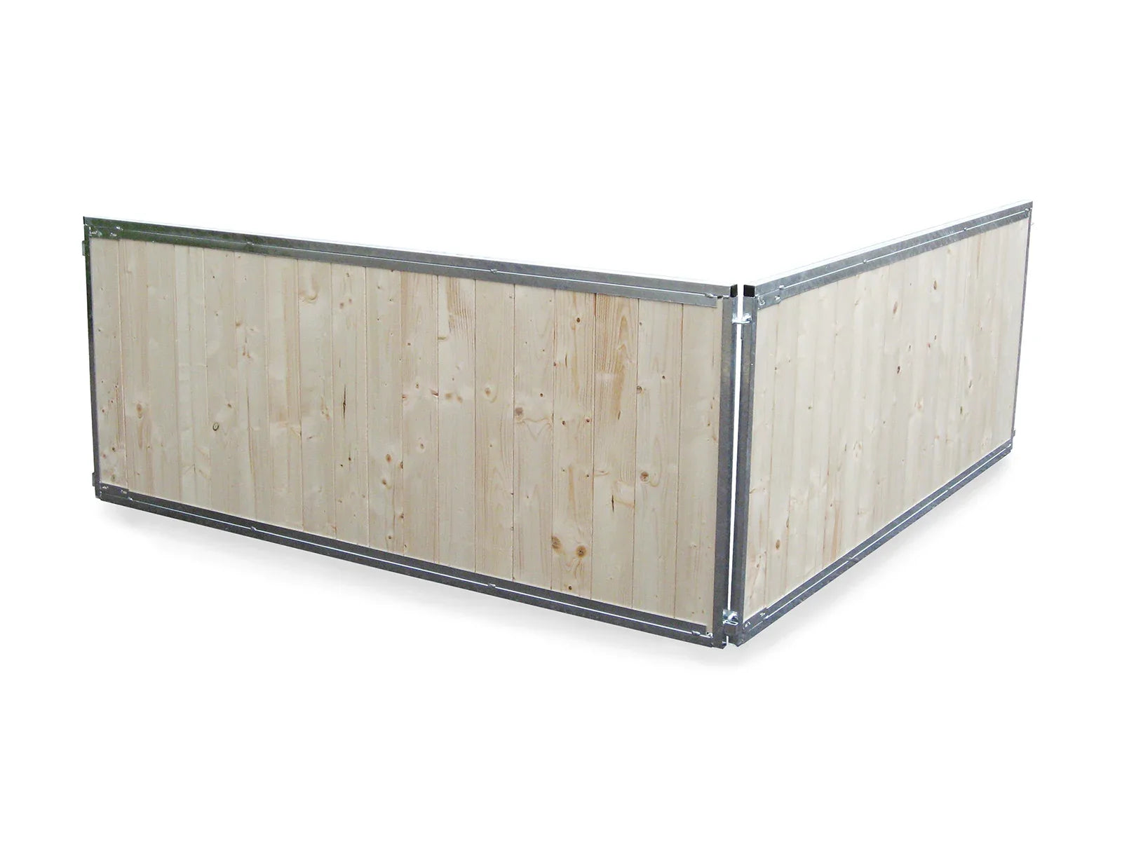 Zwei Welpen-Element gefüllt mit Fichtenbretter als Windschutz und Sichtschutz