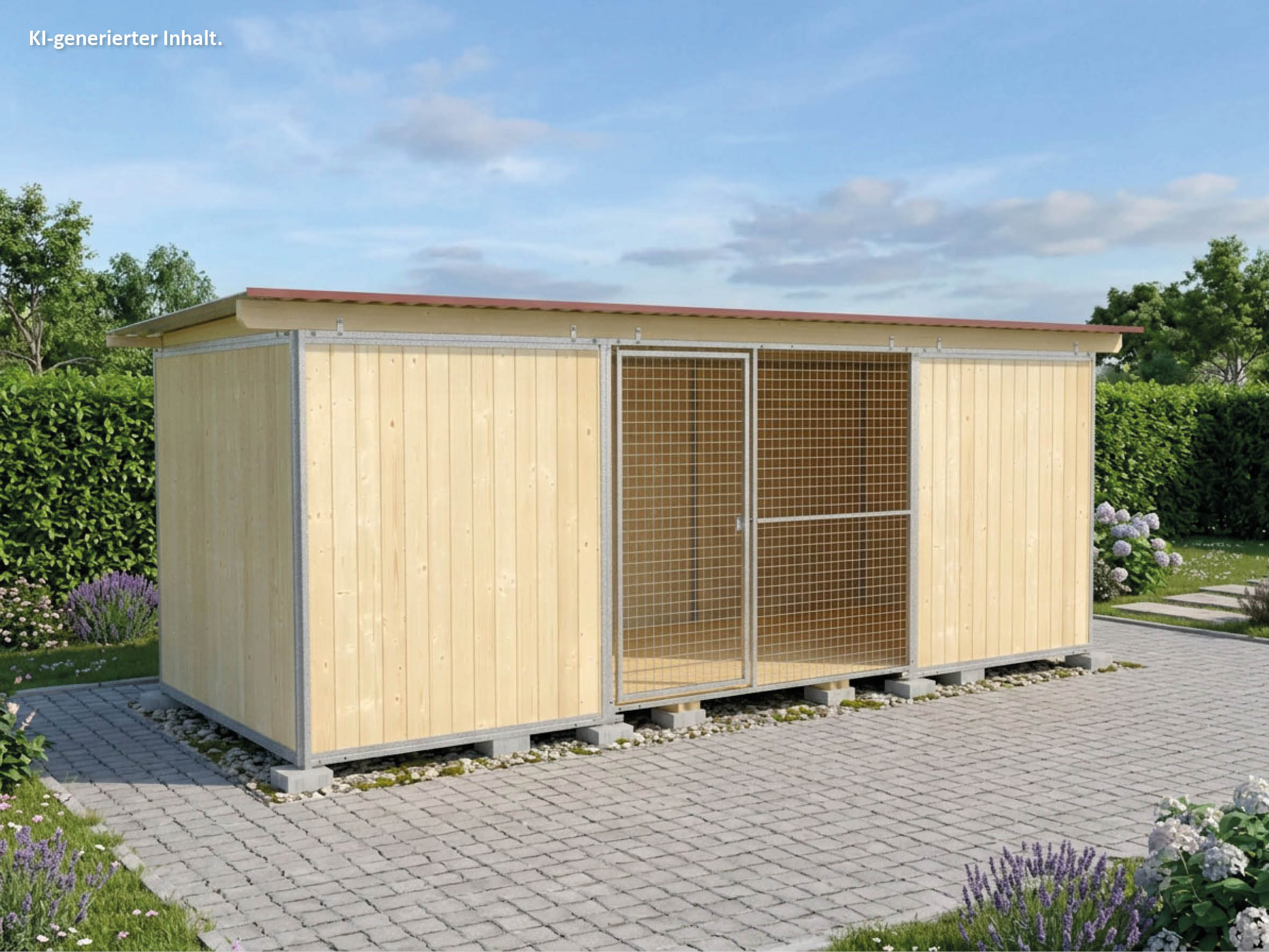 Vollschutz-Zwinger Classic 2 x 5 m mit Dach und Holzboden
