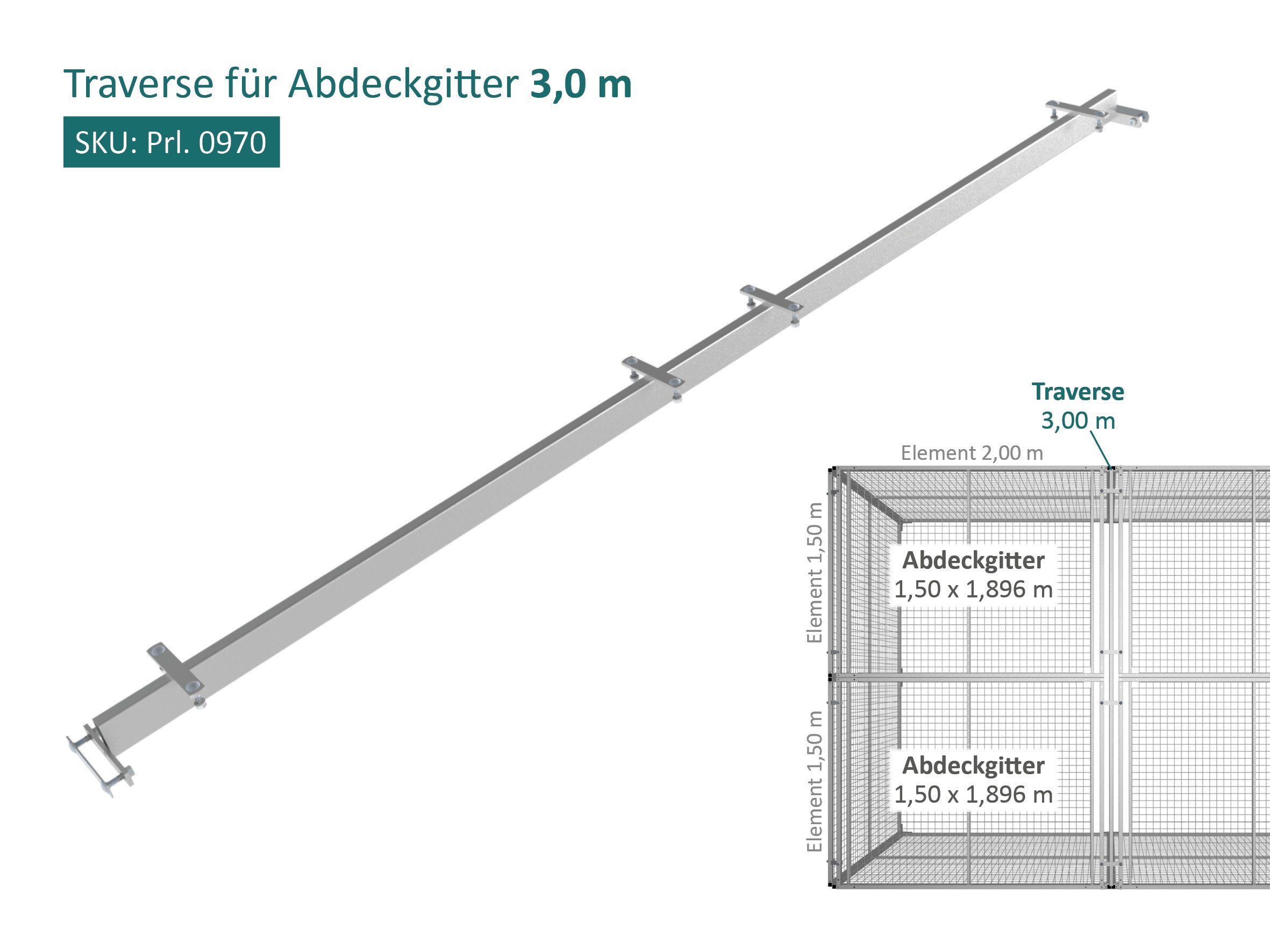 Metallträger für Hundeausläufe mit Abdeckgitter aus Stahl