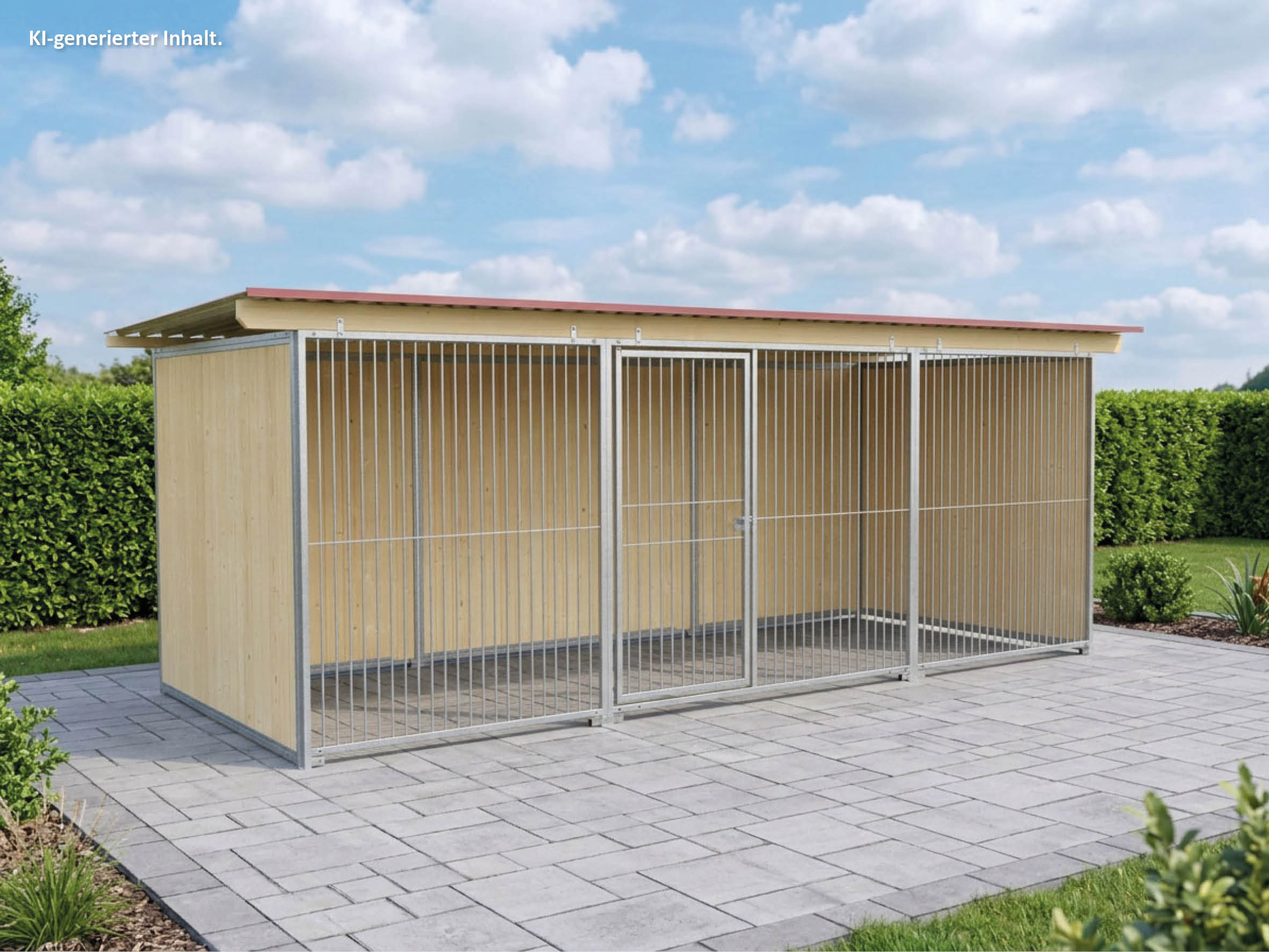 Hundezwinger für den Außenbereich mit Wellblechdach und korrosionsbeständigem Stahlrahmen 
