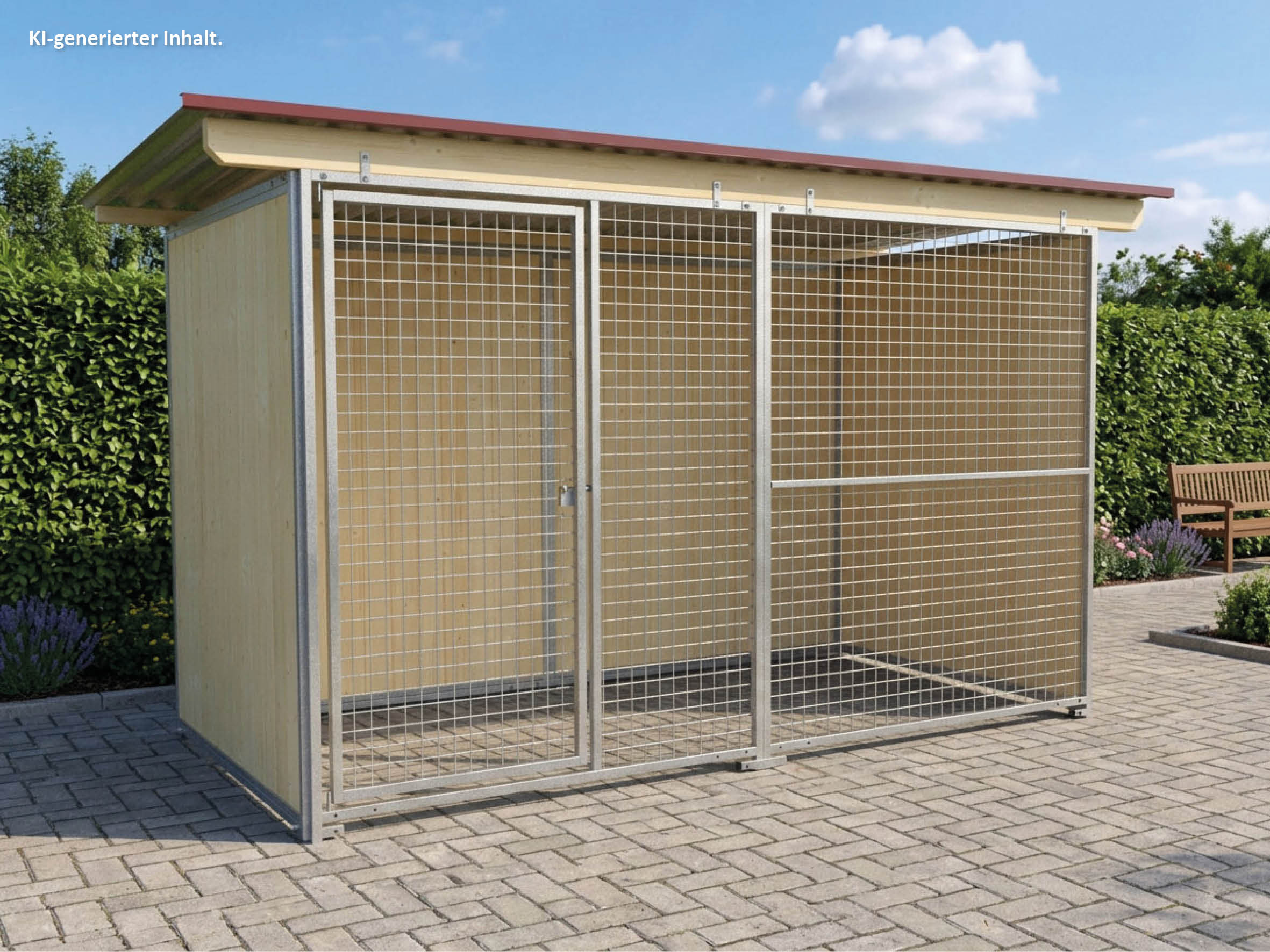 Hundezwinger für den Garten mit abschließbarer Türe und  einem Dach