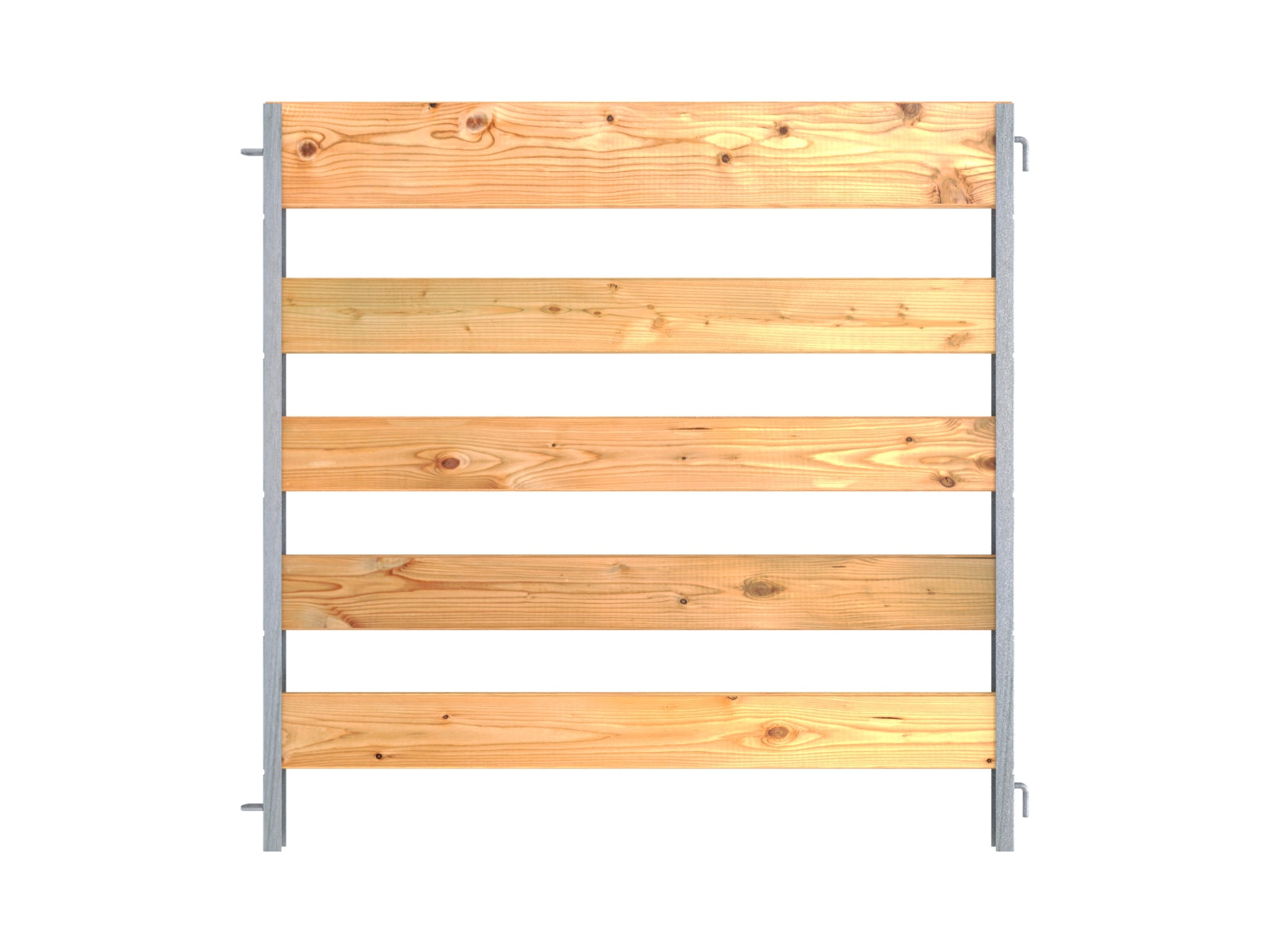 Komposterlement aus zwei verzinkten Stahlschienen und Holzbretter