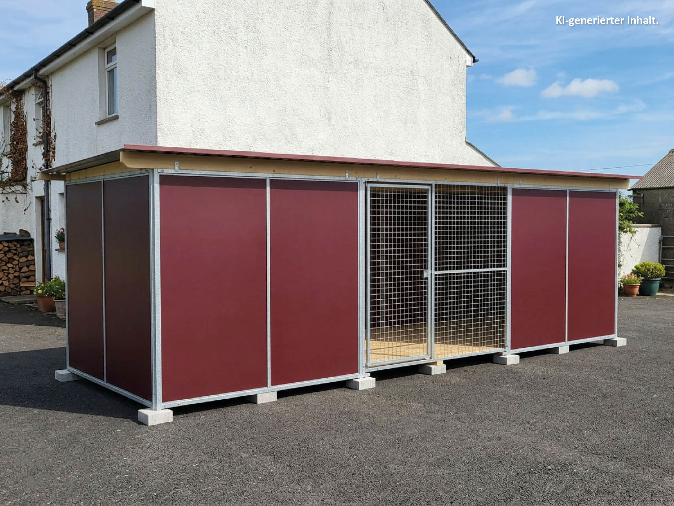 Nato-Hundezwinger 2 x 6 Vollschutz mit Gitterfront, Dach und Holzboden
