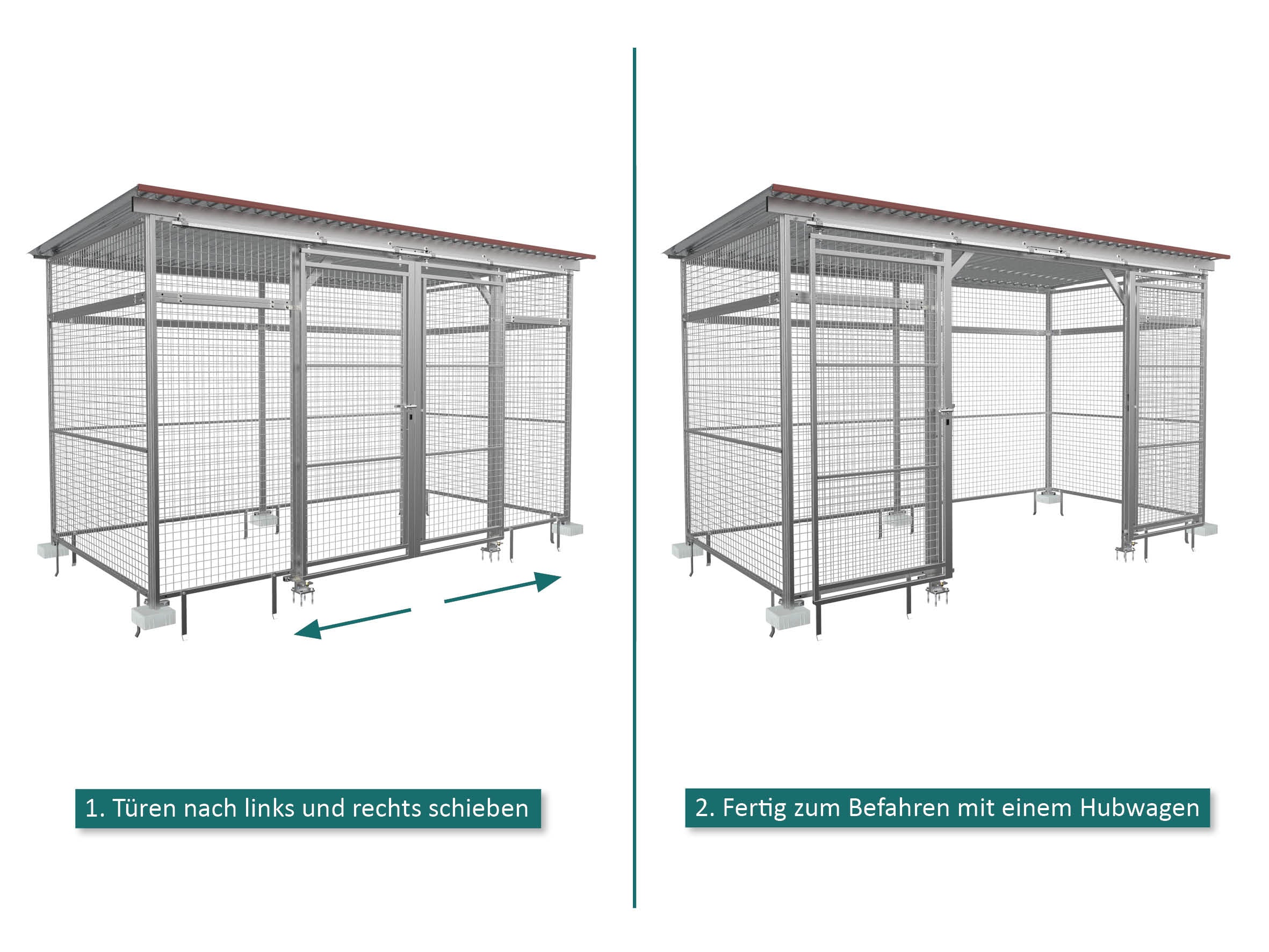 Gasflaschenlager | Gasflaschencontainer befahrbar mit Schiebetür