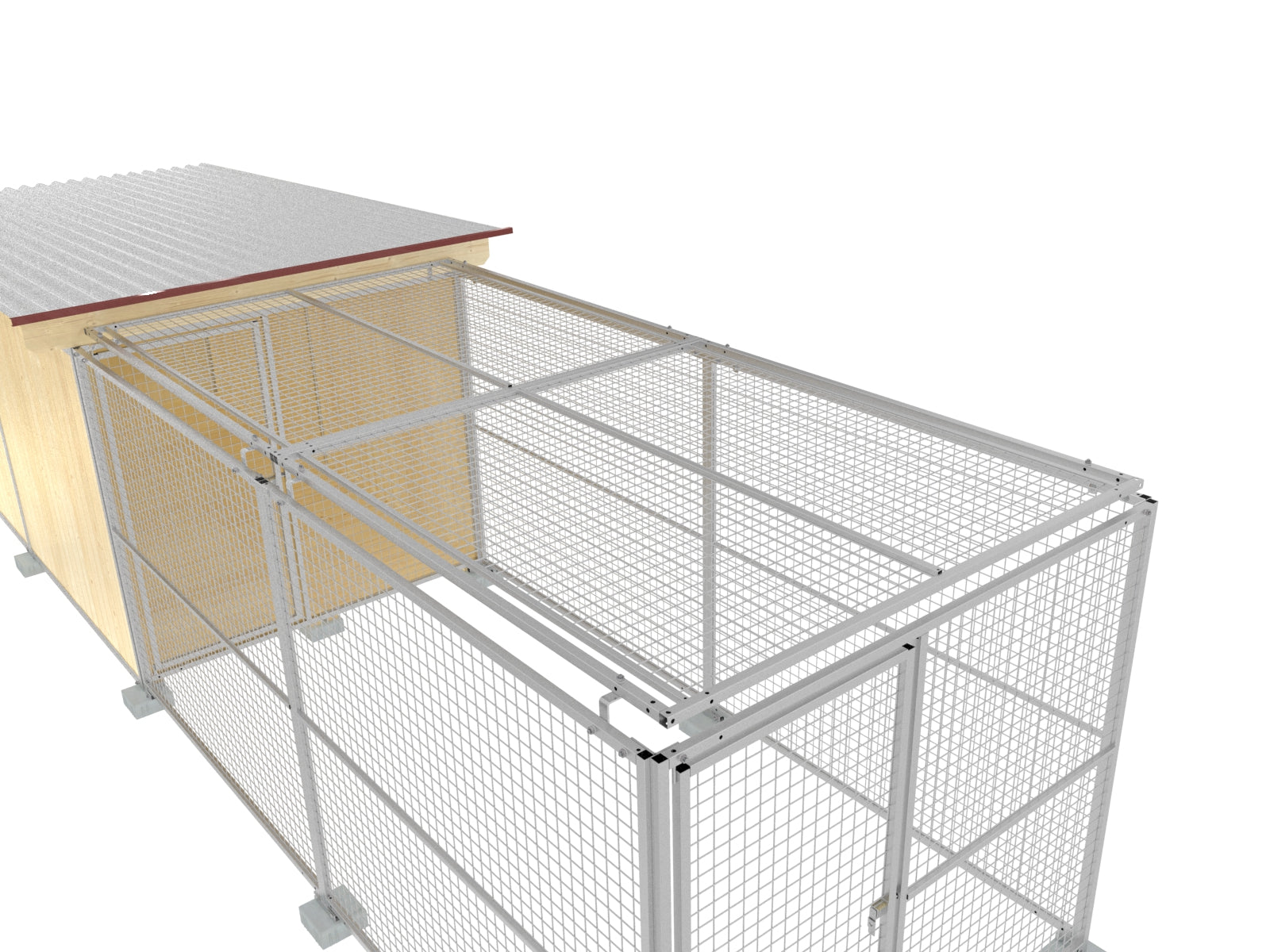 Feuerverzinkter Hundeauslauf mit angebautem Zwinger