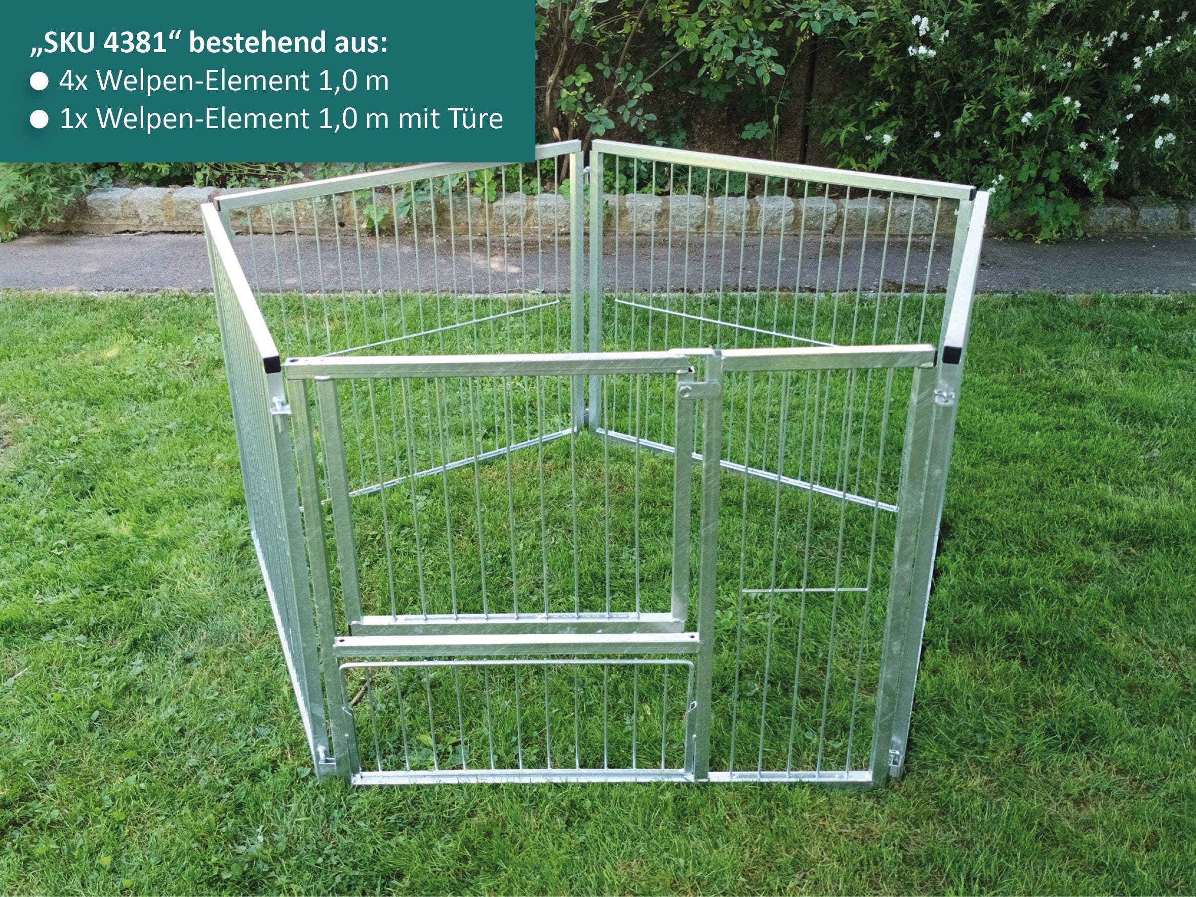 Hundelaufstall mit Türe einfacher und schneller Aufbau durch ein Stecksystem